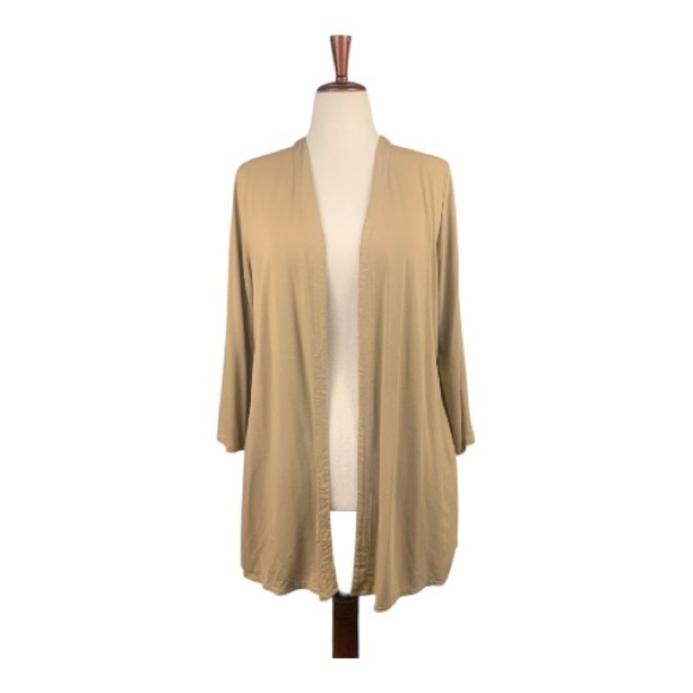 J. Jill Wearever Collection Tan Women's Open Front Cardigan Lightweight Sz‎ LP - Picture 2 of 14
